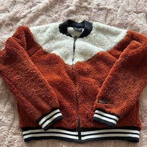 Nike Orange and White Teddy Jacket
